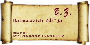 Balassovich Zója névjegykártya